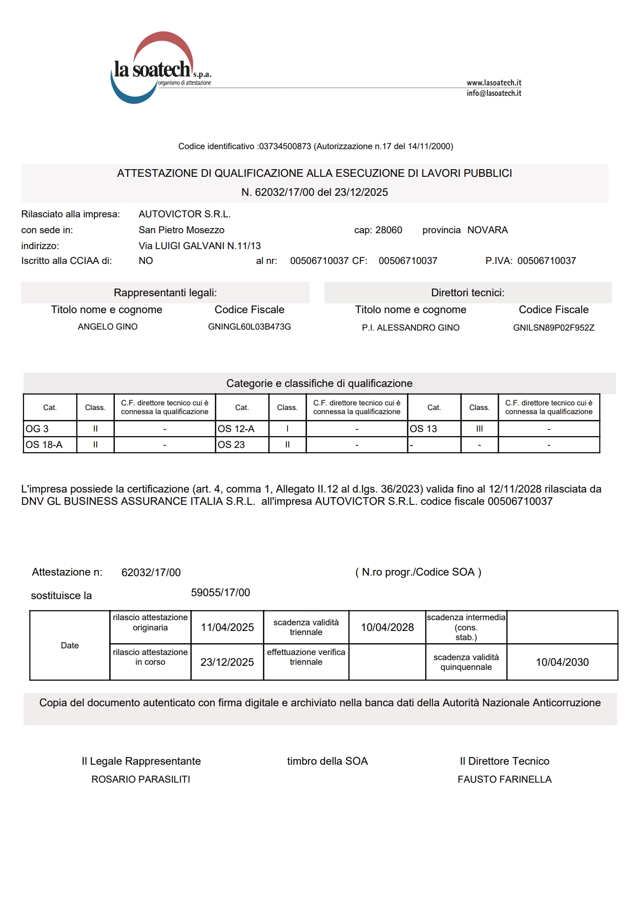 Certificazioni SOA